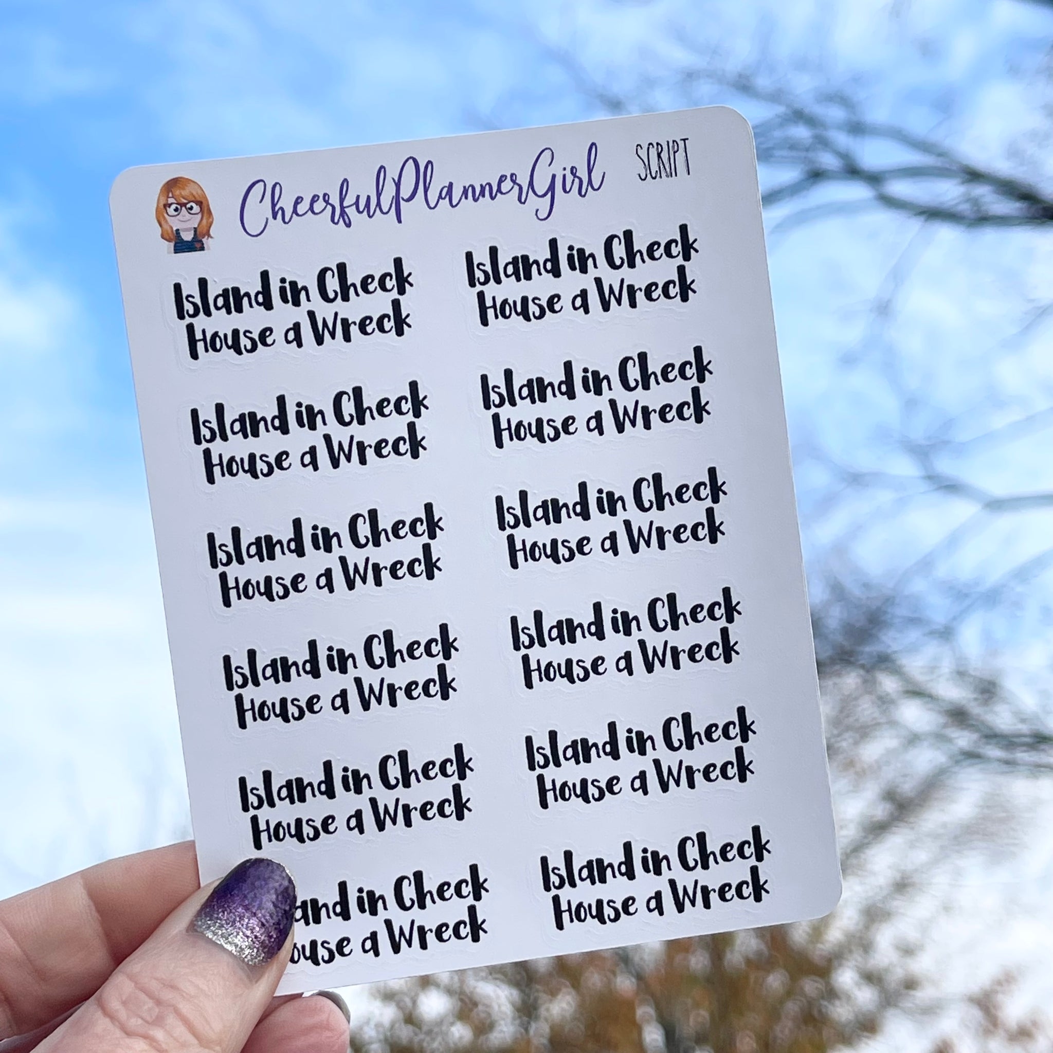 Island in Check House a Wreck Script Planner Stickers