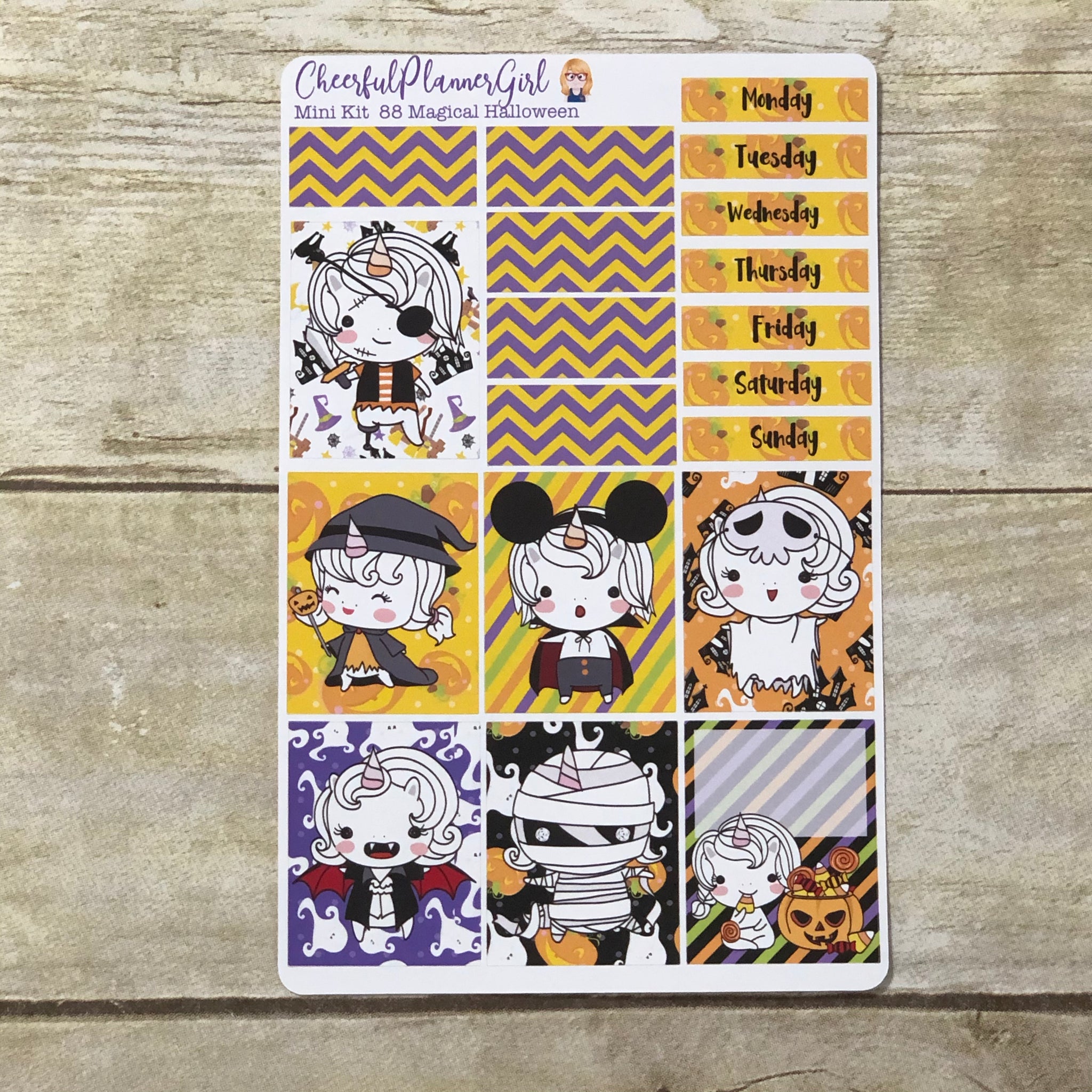 Magical Halloween Unicorn Mini Kit Weekly Layout Planner Stickers Fall