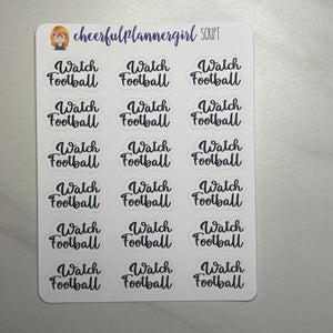 Watch Football Cursive Script Planner Stickers