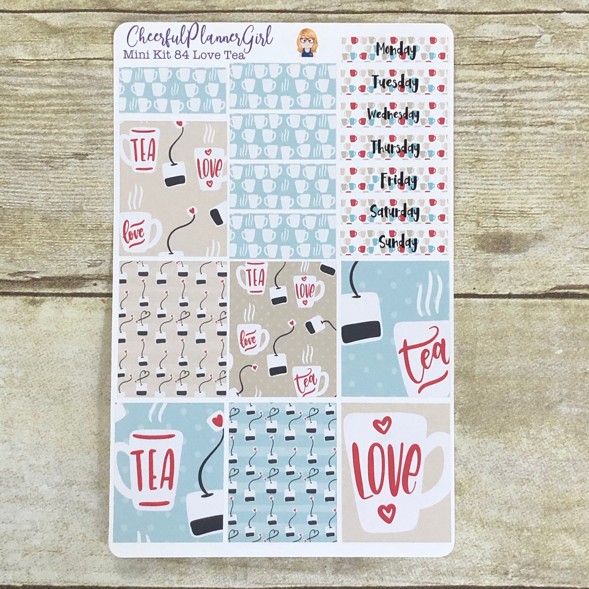 Love Tea Mini Kit Weekly Layout Planner Stickers