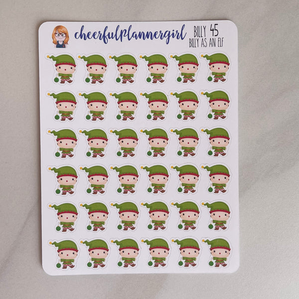 Billy Dressed as a Christmas Elf Planner Stickers