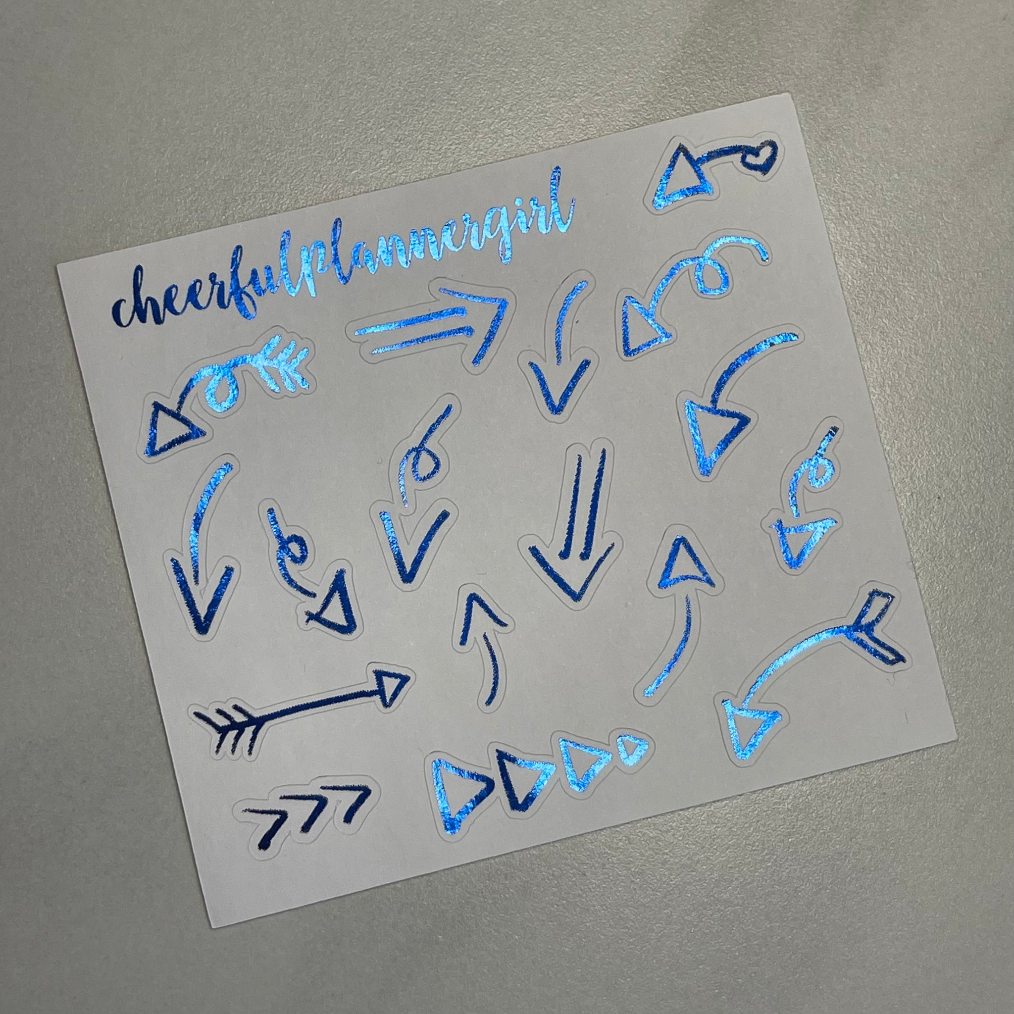 Hand Drawn Blue Foiled Arrows Planner Stickers