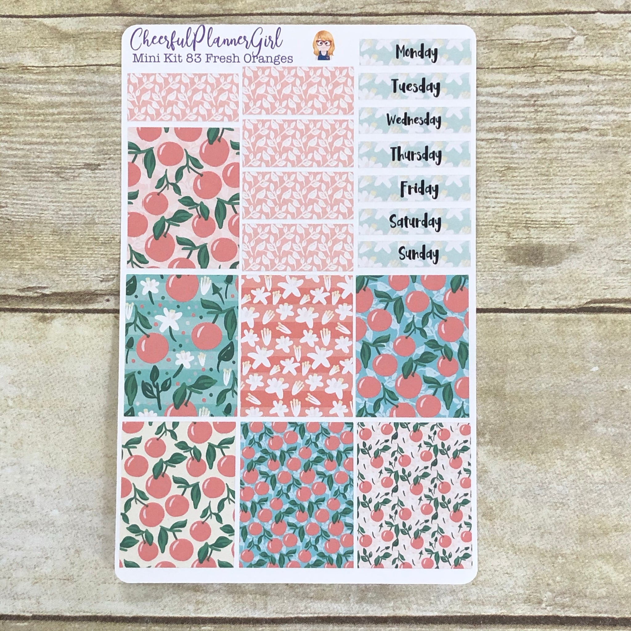 Fresh Oranges Mini Kit Weekly Layout Planner Stickers