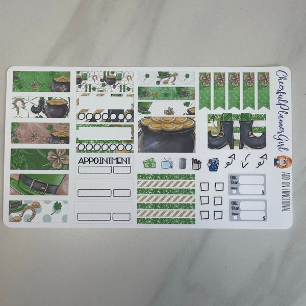 St Patricks Day Standard Vertical Full Kit Weekly Layout Planner Stickers
