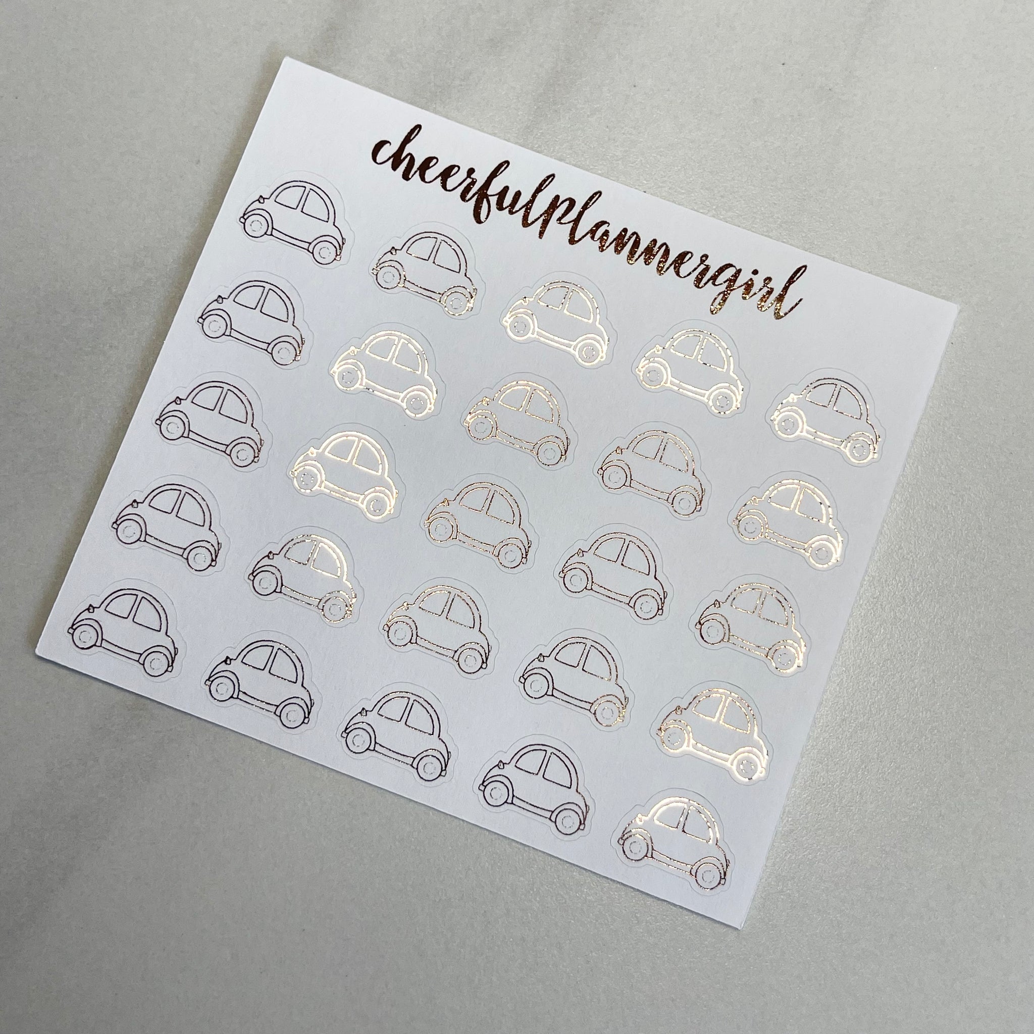 Rose Gold Foiled Car Planner Stickers Vehicle Travel Road Trip