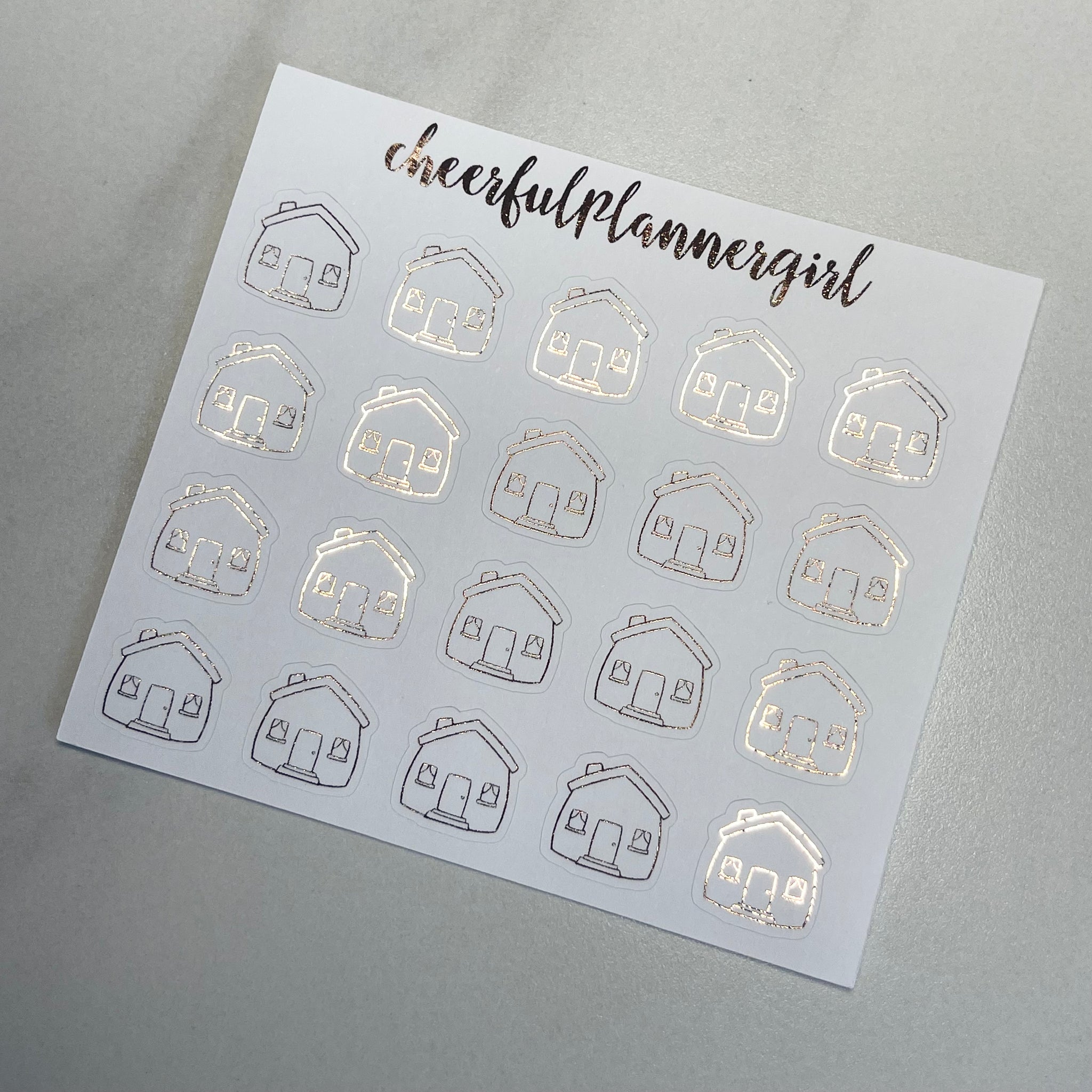 Rose Gold Foiled Houses Planner Stickers Home