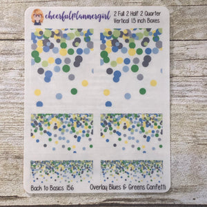 Blues and Greens Confetti Overlay Planner Stickers Back to Basics