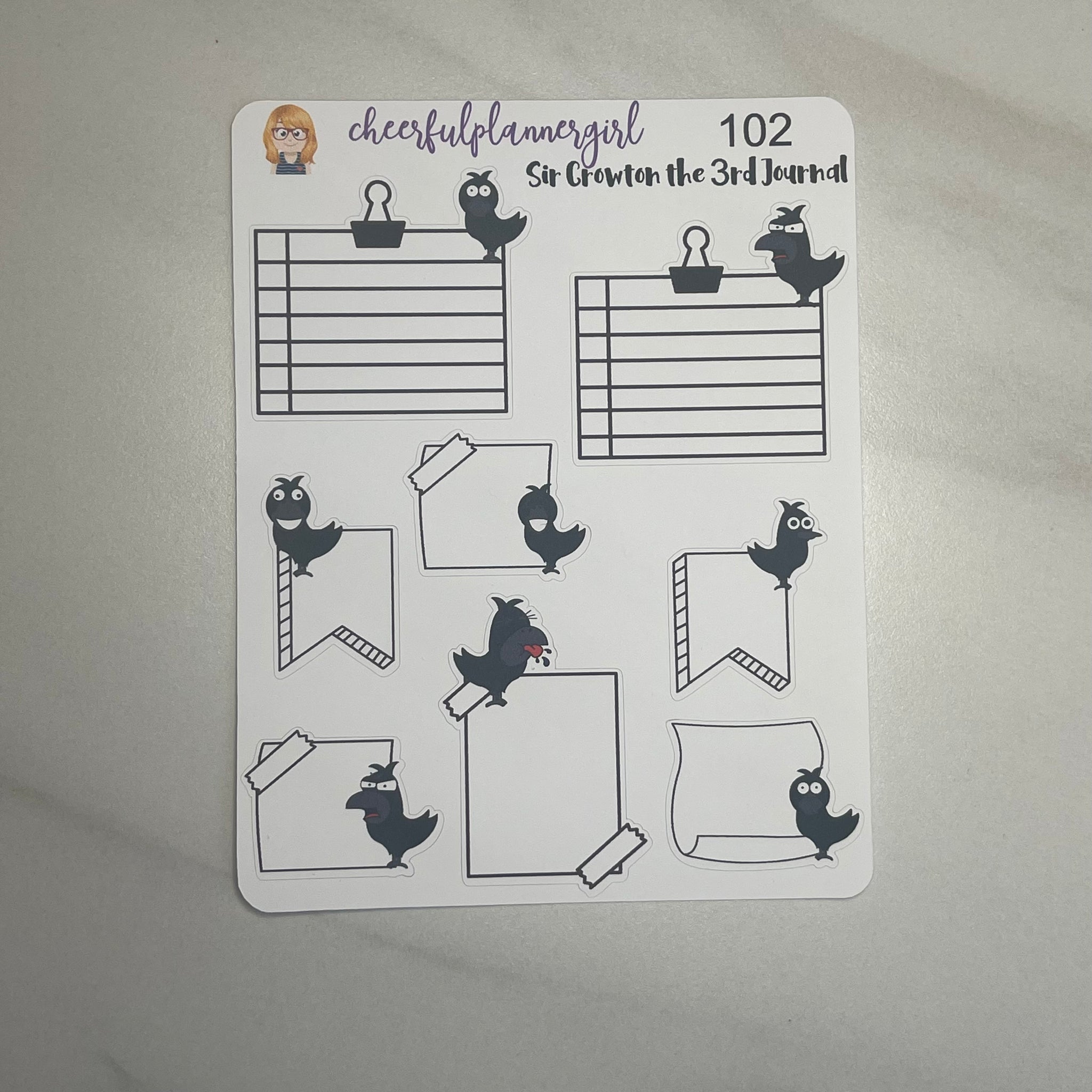 Sir Crowton the 3rd Journal Sheet Planner Stickers Hand Drawn Shop Exclusive Crow Fall Halloween