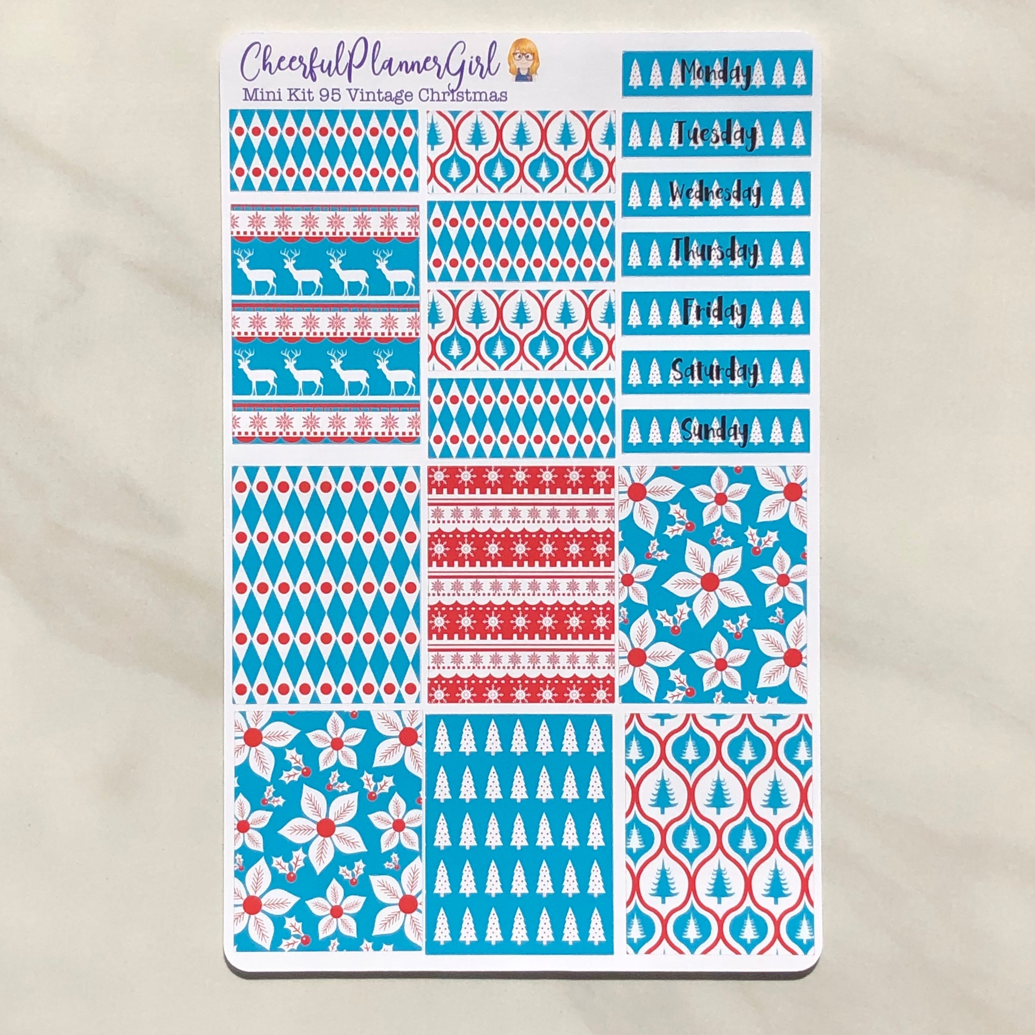 Vintage Christmas Mini Kit Weekly Layout Planner Stickers