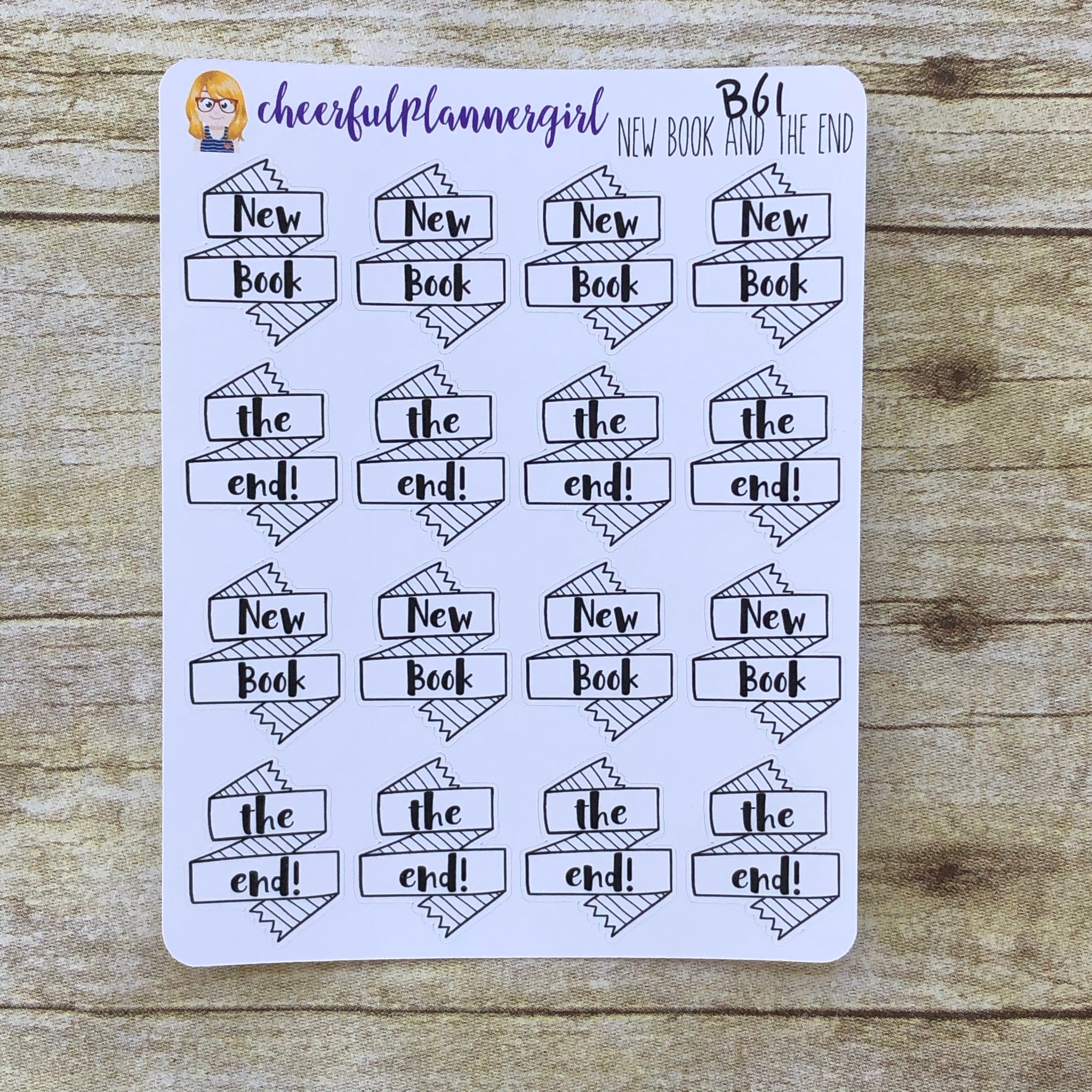 New Book Ribbon Planner Stickers