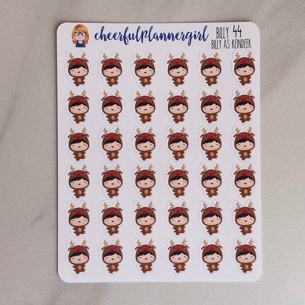 Billy Dressed as a Christmas Reindeer Planner Stickers