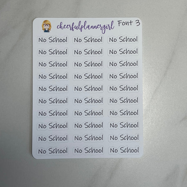 No School Script Planner Stickers