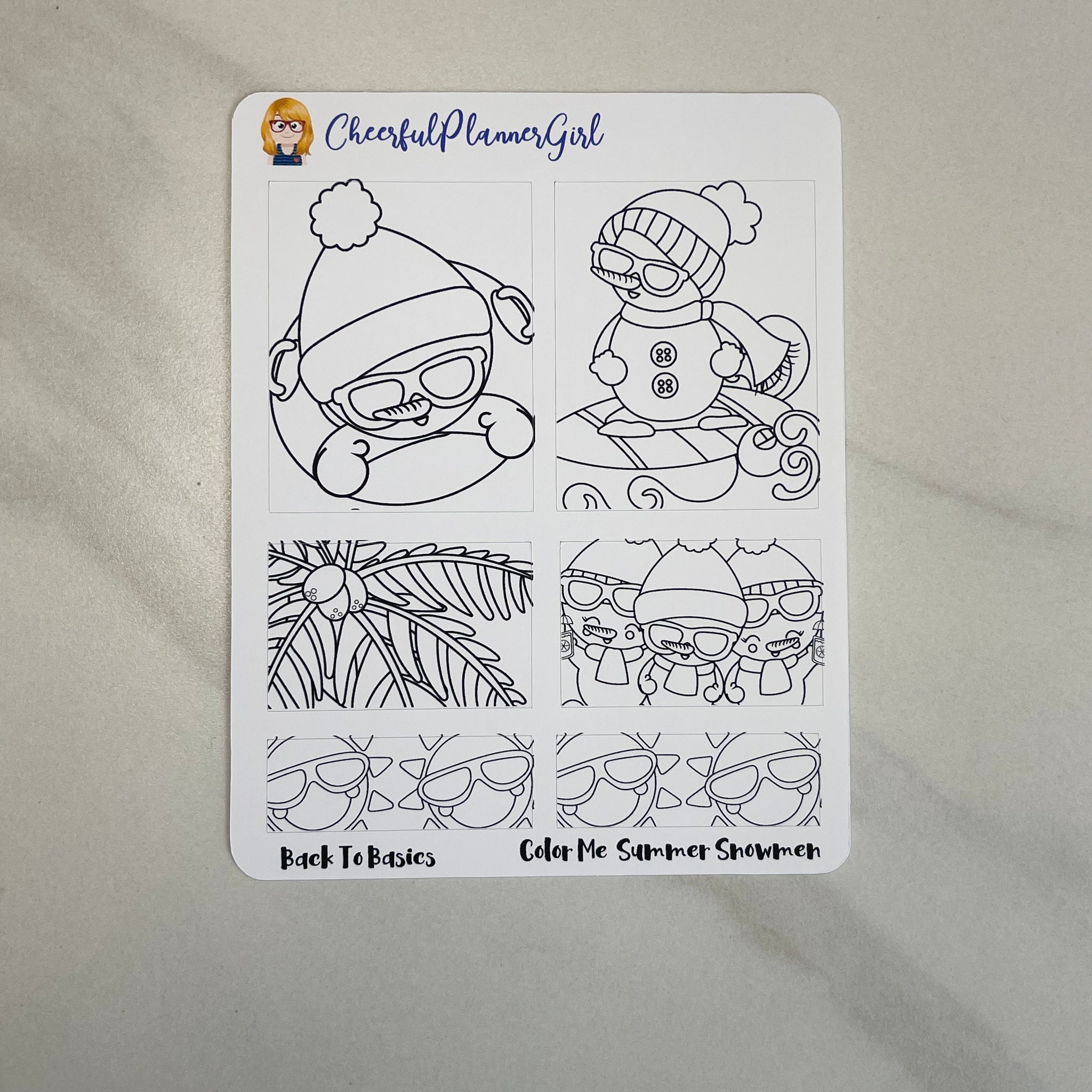 Color Me Vacation Snowmen Planner Stickers Back to Basics Christmas