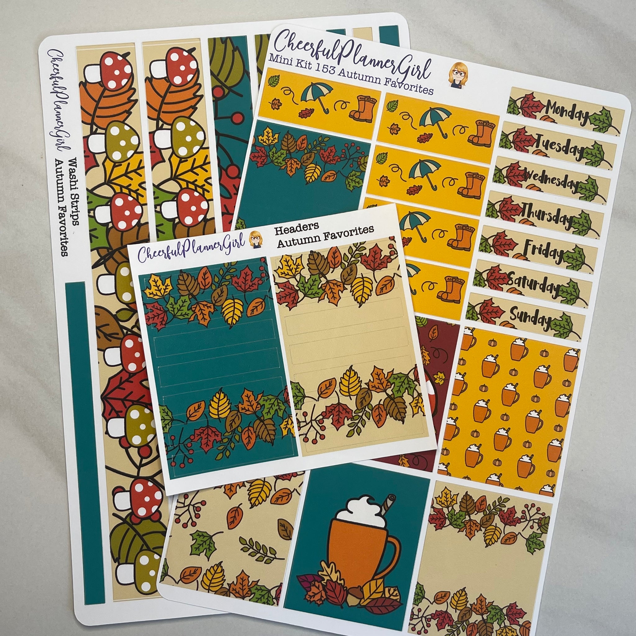 Fall Autumn Favorites Mini Kit Weekly Layout Planner Stickers