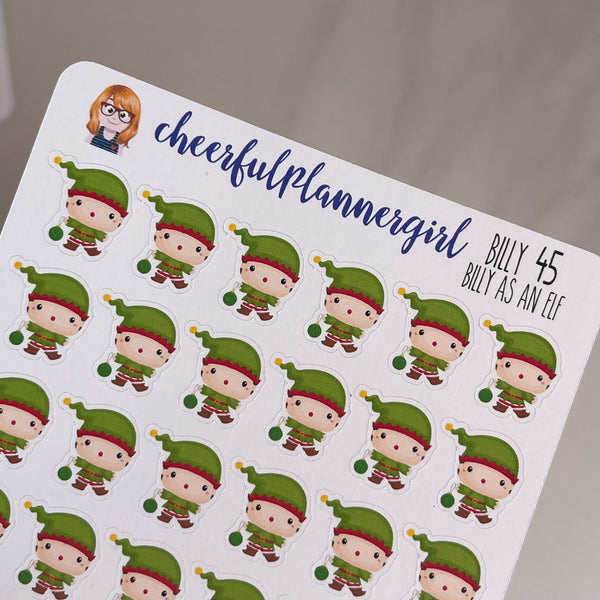 Billy Dressed as a Christmas Elf Planner Stickers