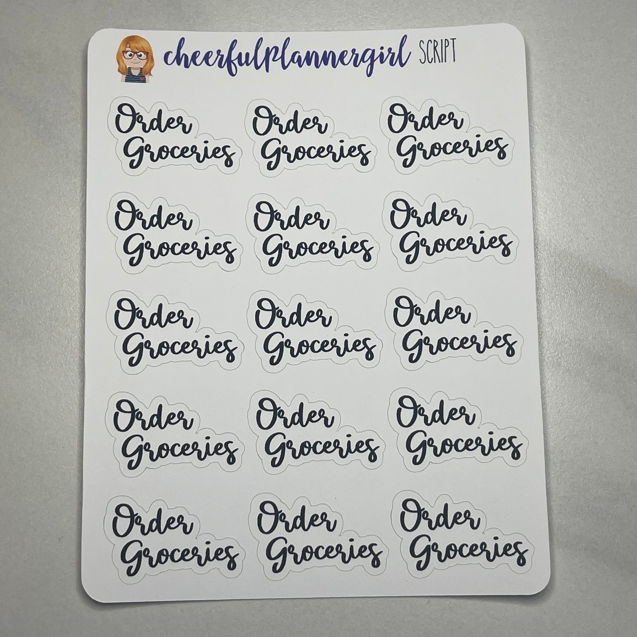 Order Groceries Cursive Script Planner Stickers