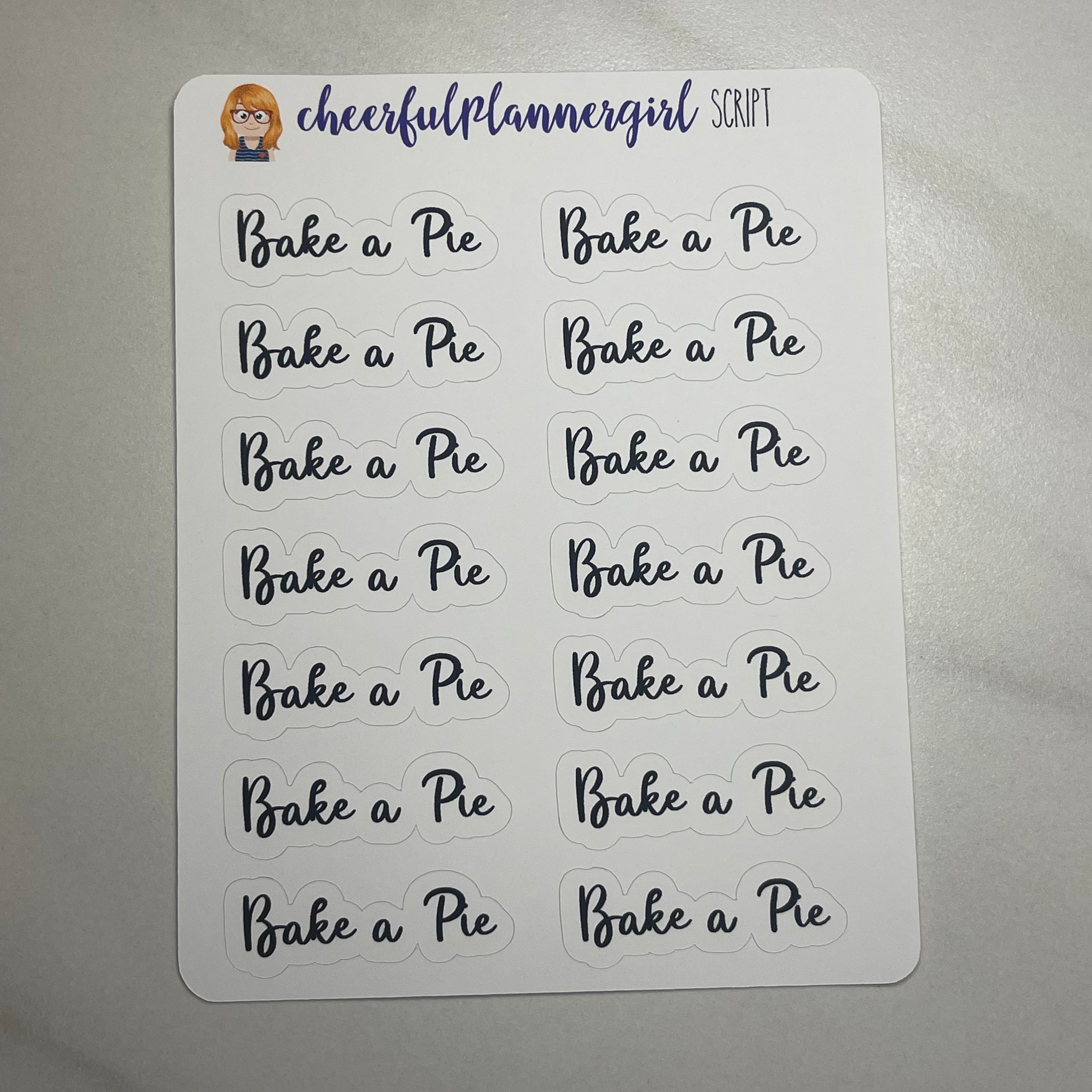 Bake A Pie Cursive Script Planner Stickers