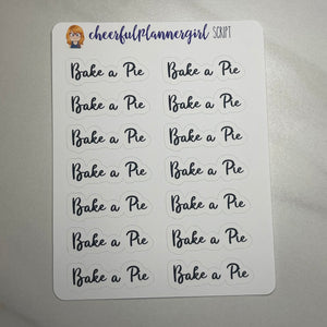 Bake A Pie Cursive Script Planner Stickers