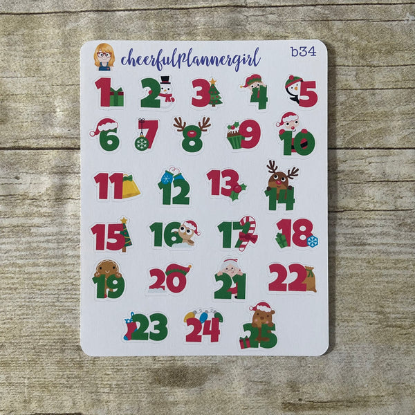 Countdown to Christmas Planner Stickers