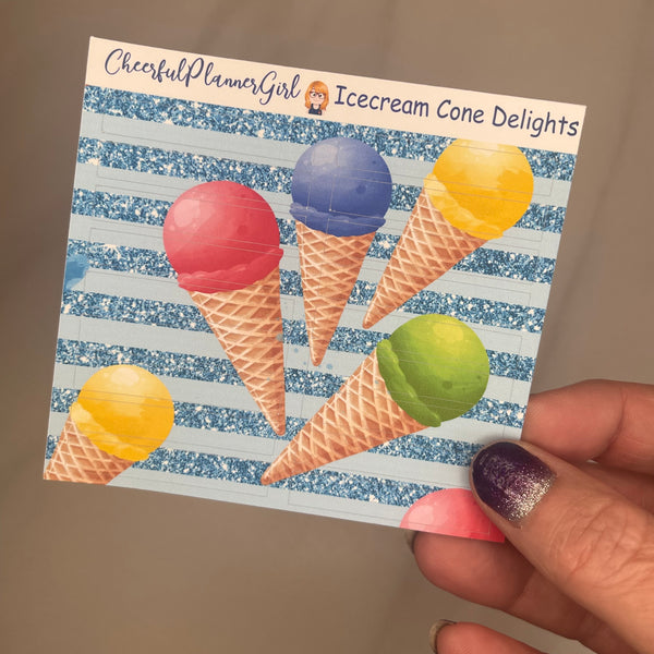 Ice Cream Cone Delights Mini Kit Weekly Layout Planner Stickers