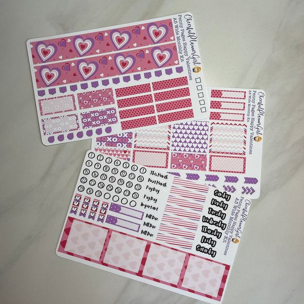 Happy Valentines Monthly Layout Kit for Penny Pages A5 Wide Planners