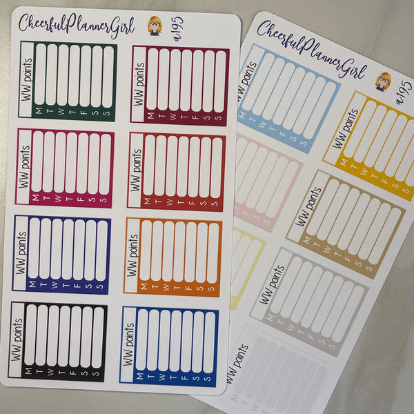 WW points Habit Tracker Weekly Full Box Planner Stickers –  CheerfulPlannerGirl