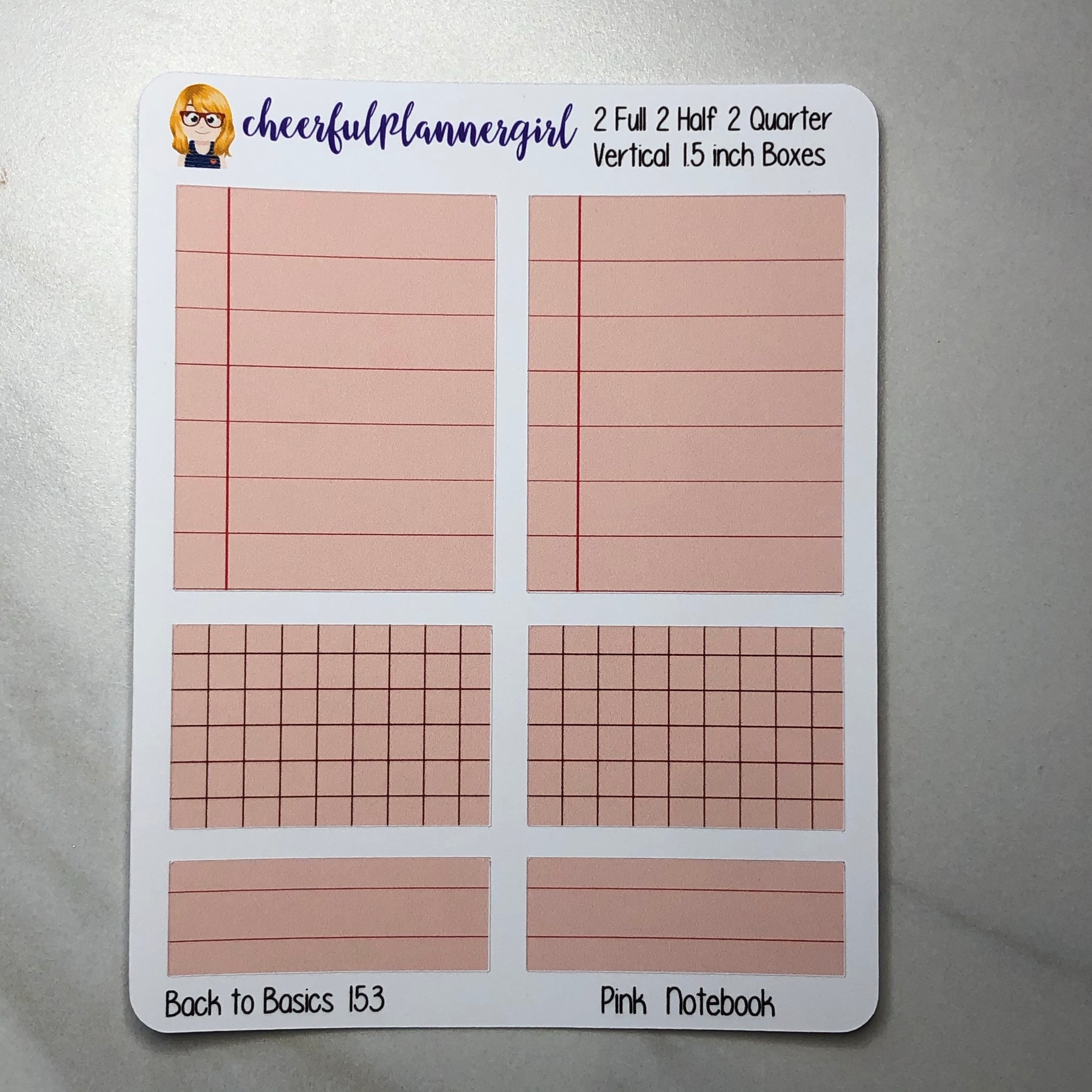 Pink Notebook Paper Planner Stickers Back to Basics