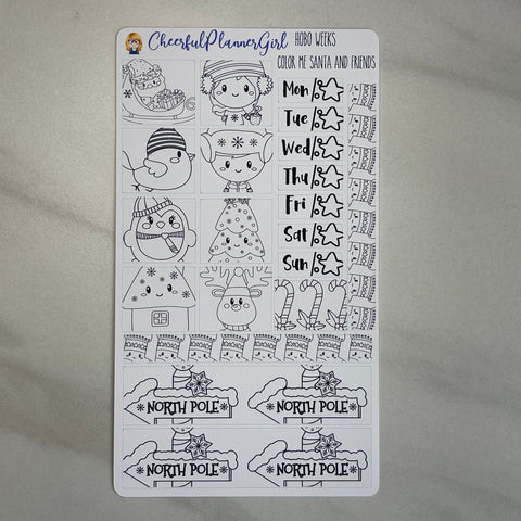 Color Me Santa and Friends Hobonichi Weeks Weekly Planner Stickers Christmas
