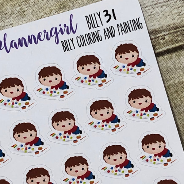 Billy Coloring and Painting Planner Stickers