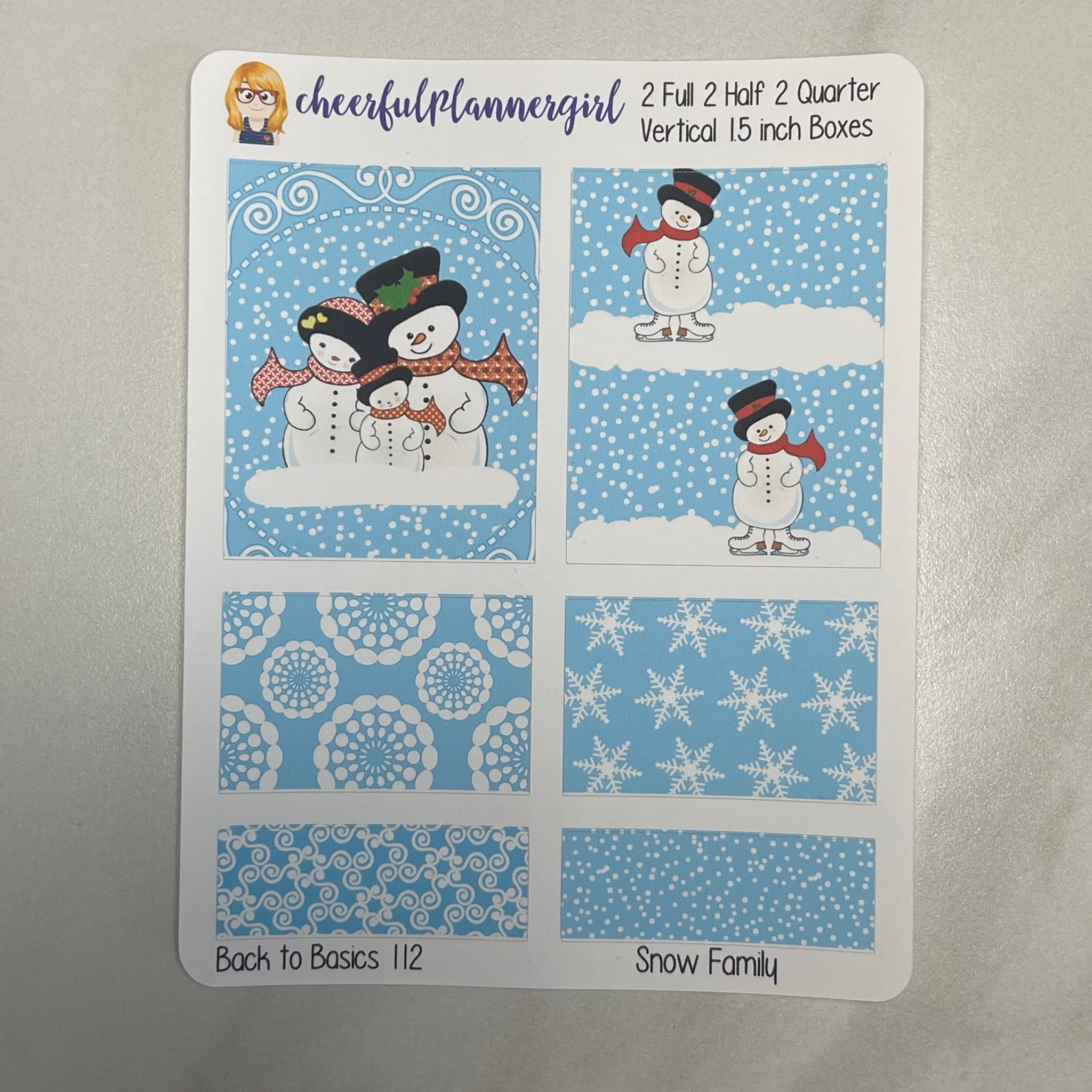Snow Family Planner Stickers Winter Back to Basics