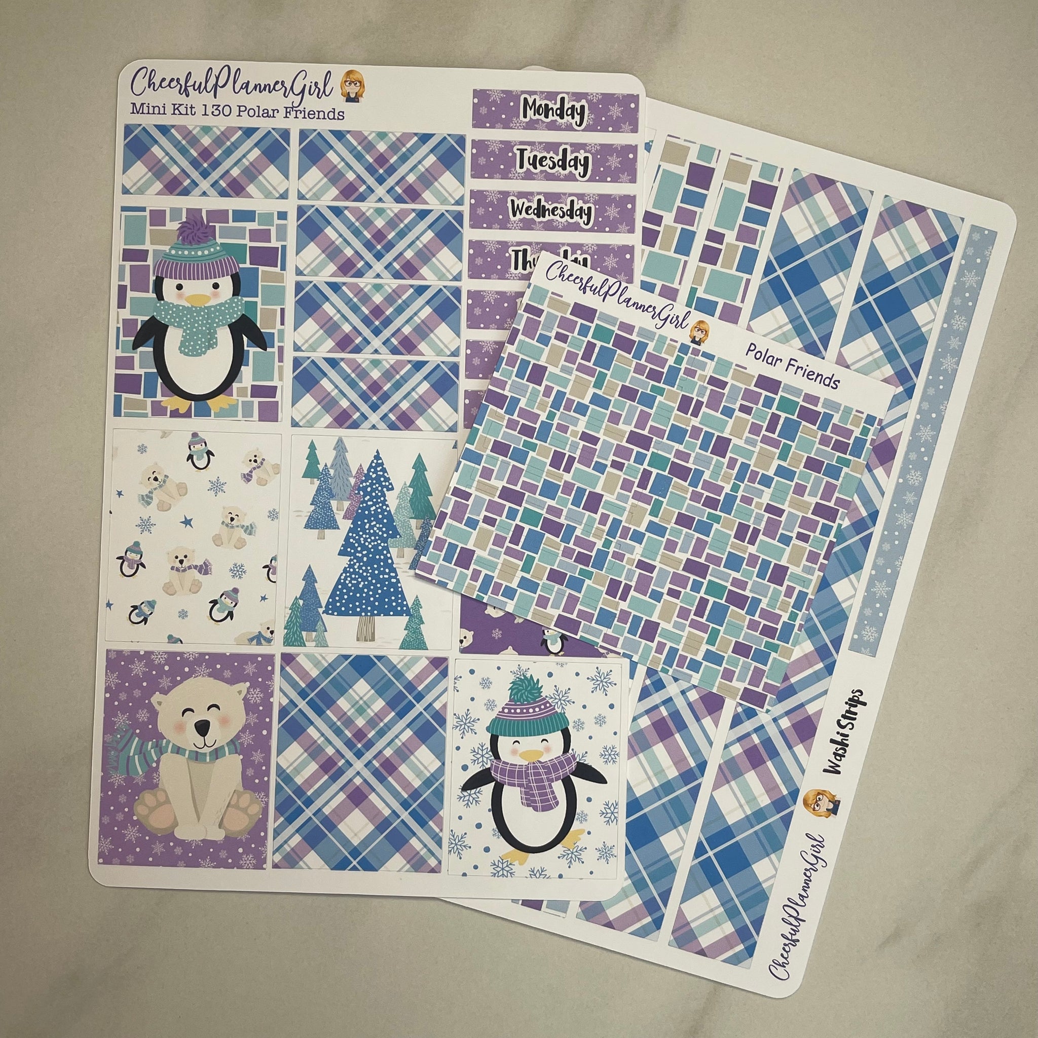 Polar Friends Mini Kit Weekly Layout Planner Stickers Winter