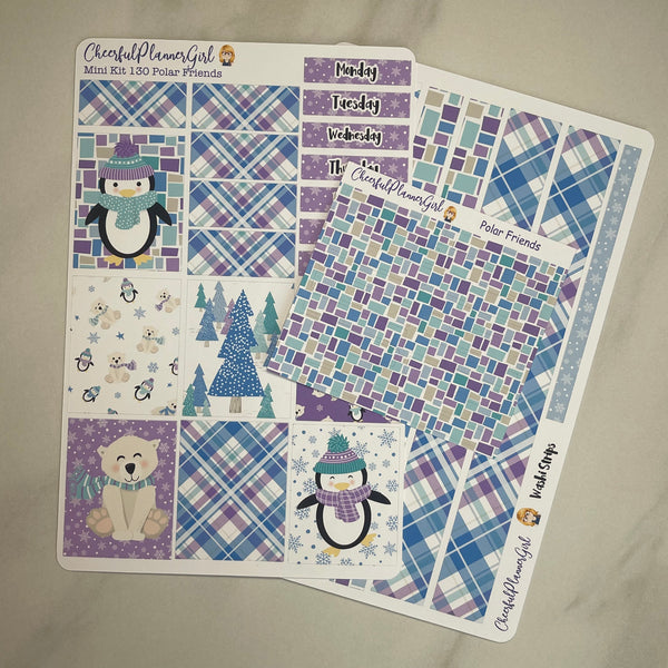 Polar Friends Mini Kit Weekly Layout Planner Stickers Winter