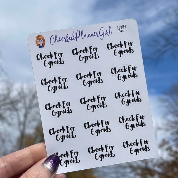 Check For Gyroids Script Planner Stickers