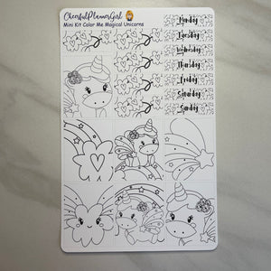 Color Me Magical Unicorns Mini Kit Weekly Layout Planner Stickers