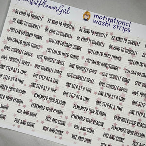 Motivational Washi Strips Script Planner Stickers