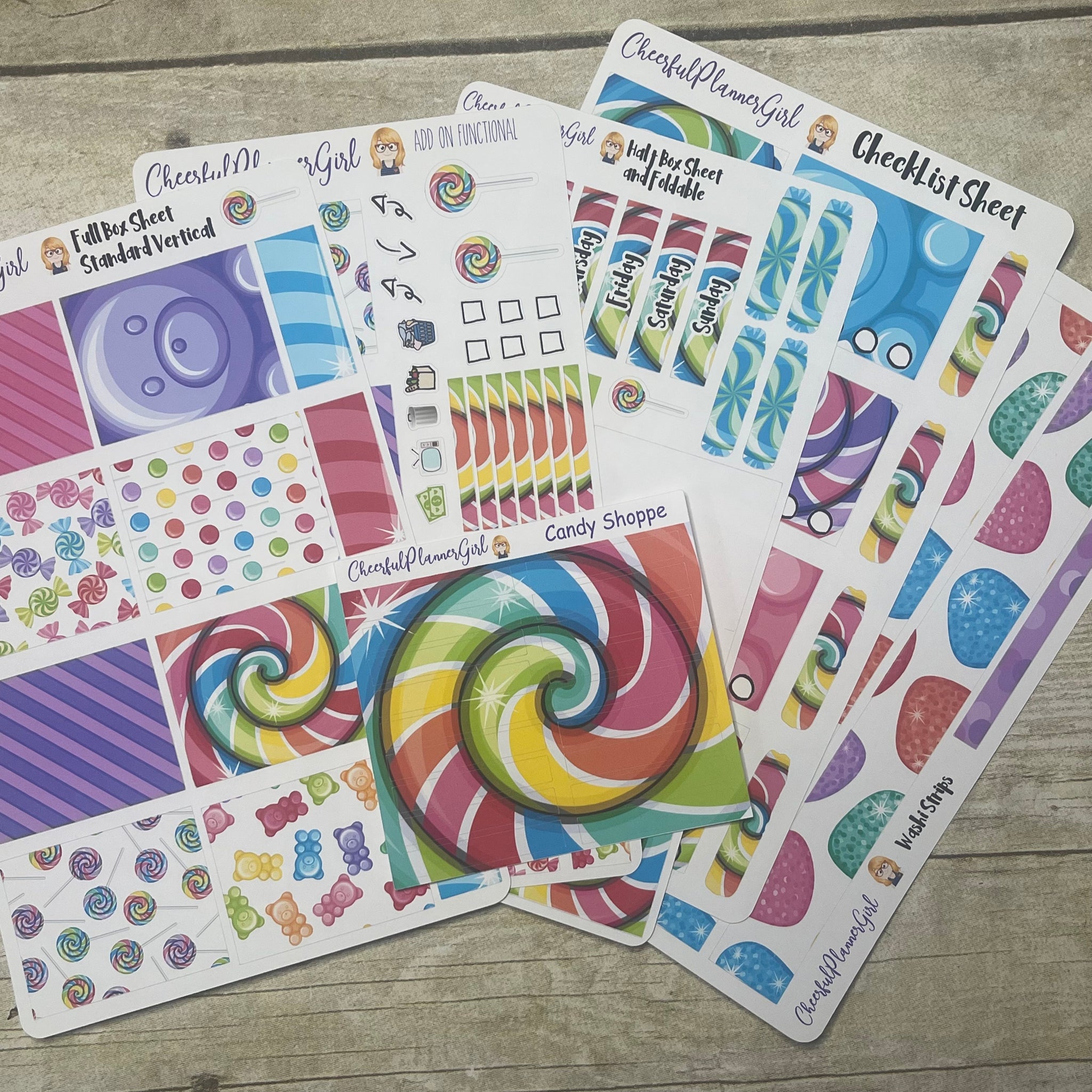 Candy Shoppe Standard Vertical Full Kit Weekly Layout Planner Stickers