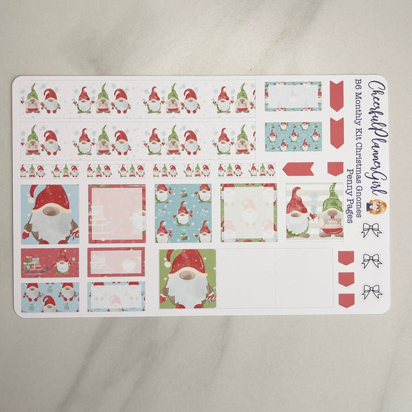Christmas Gnomes Monthly Layout Kit for Penny Pages B6 Planner