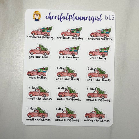 Christmas Truck 7 Day Countdown plus Activities Planner Stickers