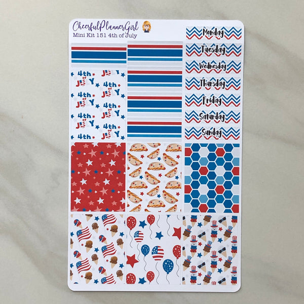 4th of July Mini Kit with Extras Weekly Layout Planner Stickers
