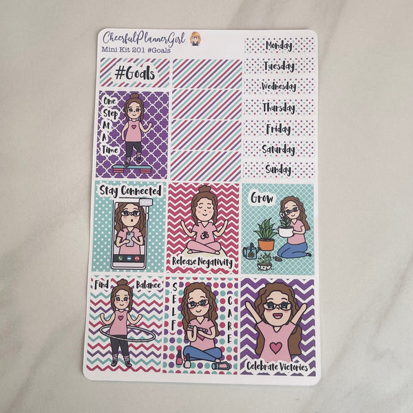 Goals Mini Kit Weekly Layout featuring Character Daisy Planner Stickers