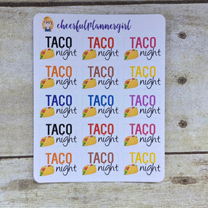 Taco Night Colorful Script with Icon Planner Stickers