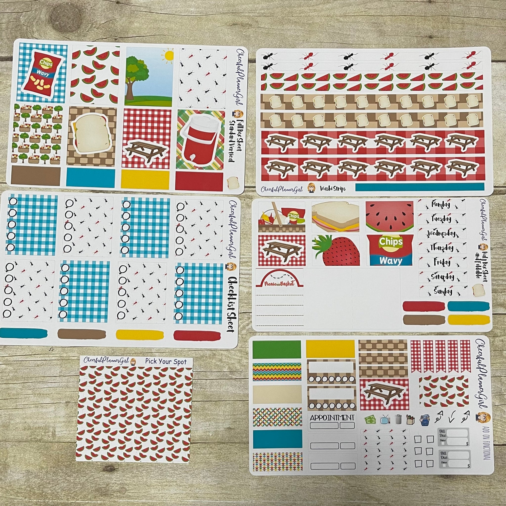 Pick Your Spot Picnic Standard Vertical Full Kit Weekly Layout Planner Stickers