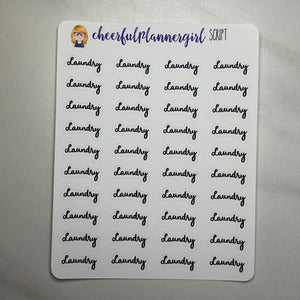 Laundry Cursive Script Planner Stickers