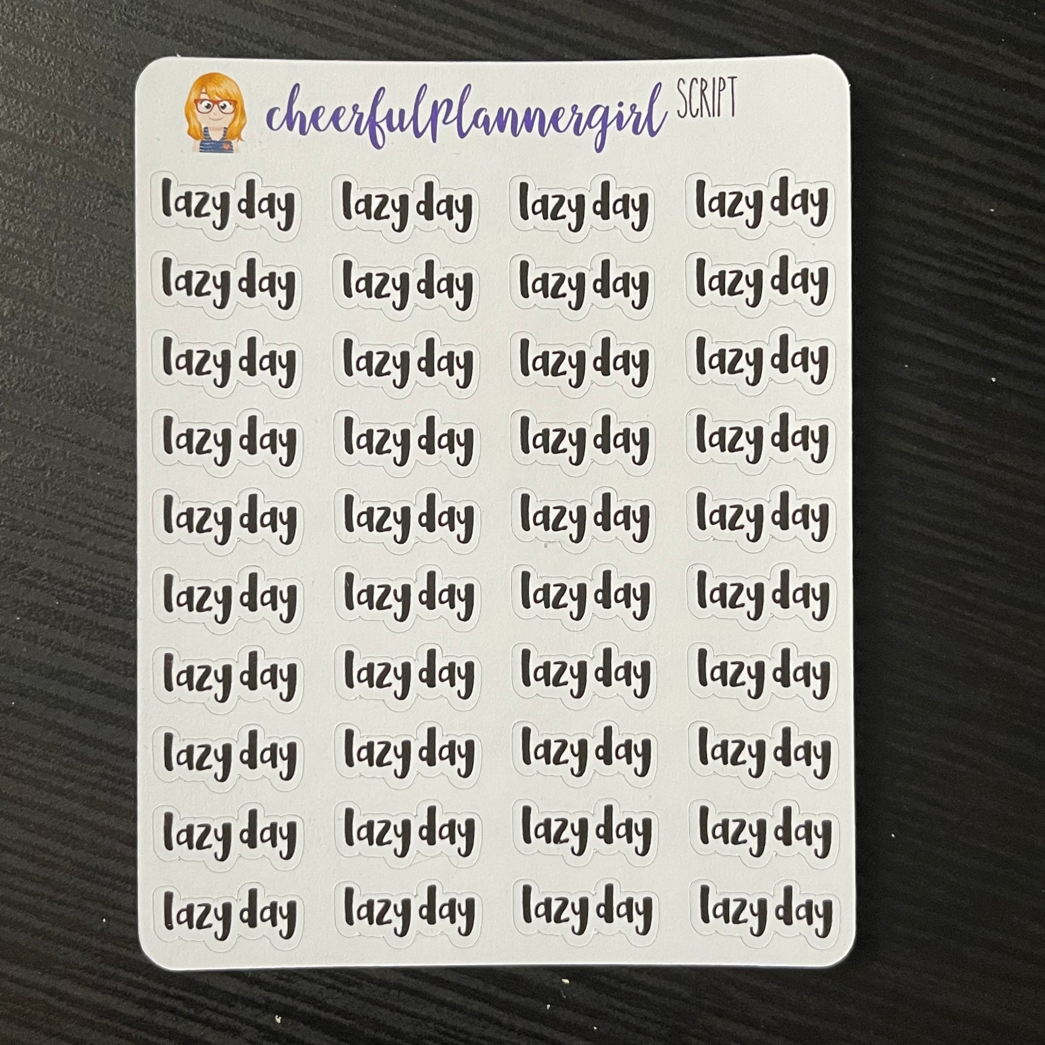 Lazy Day Script Planner Stickers