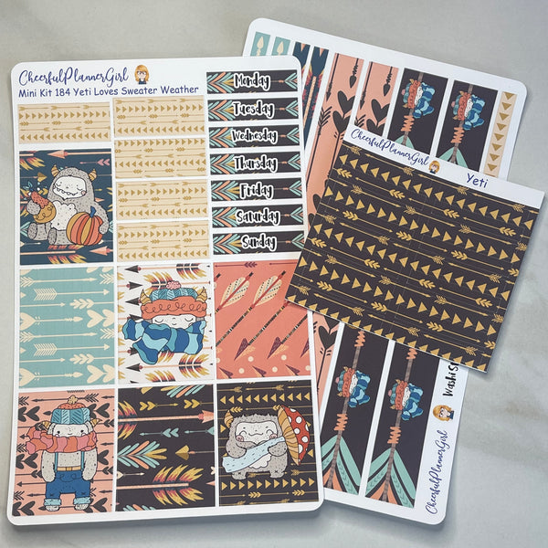 Yeti Loves Sweater Weather Mini Kit Weekly Layout Planner Stickers