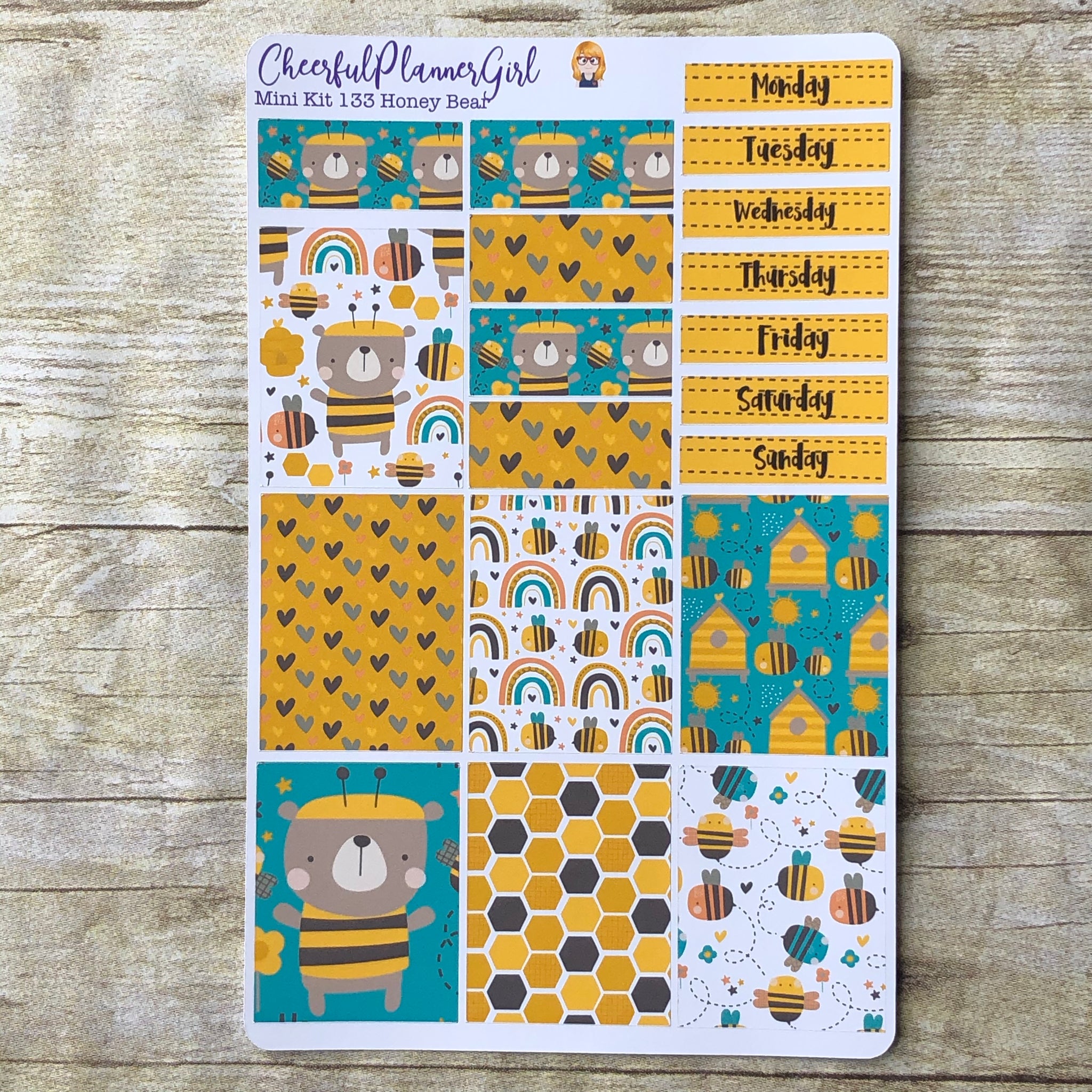 Honey Bear Mini Kit Weekly Layout Planner Stickers