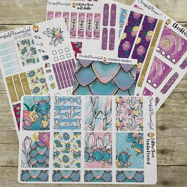 Magical Dragons Standard Vertical Full Kit Weekly Layout Planner Stickers