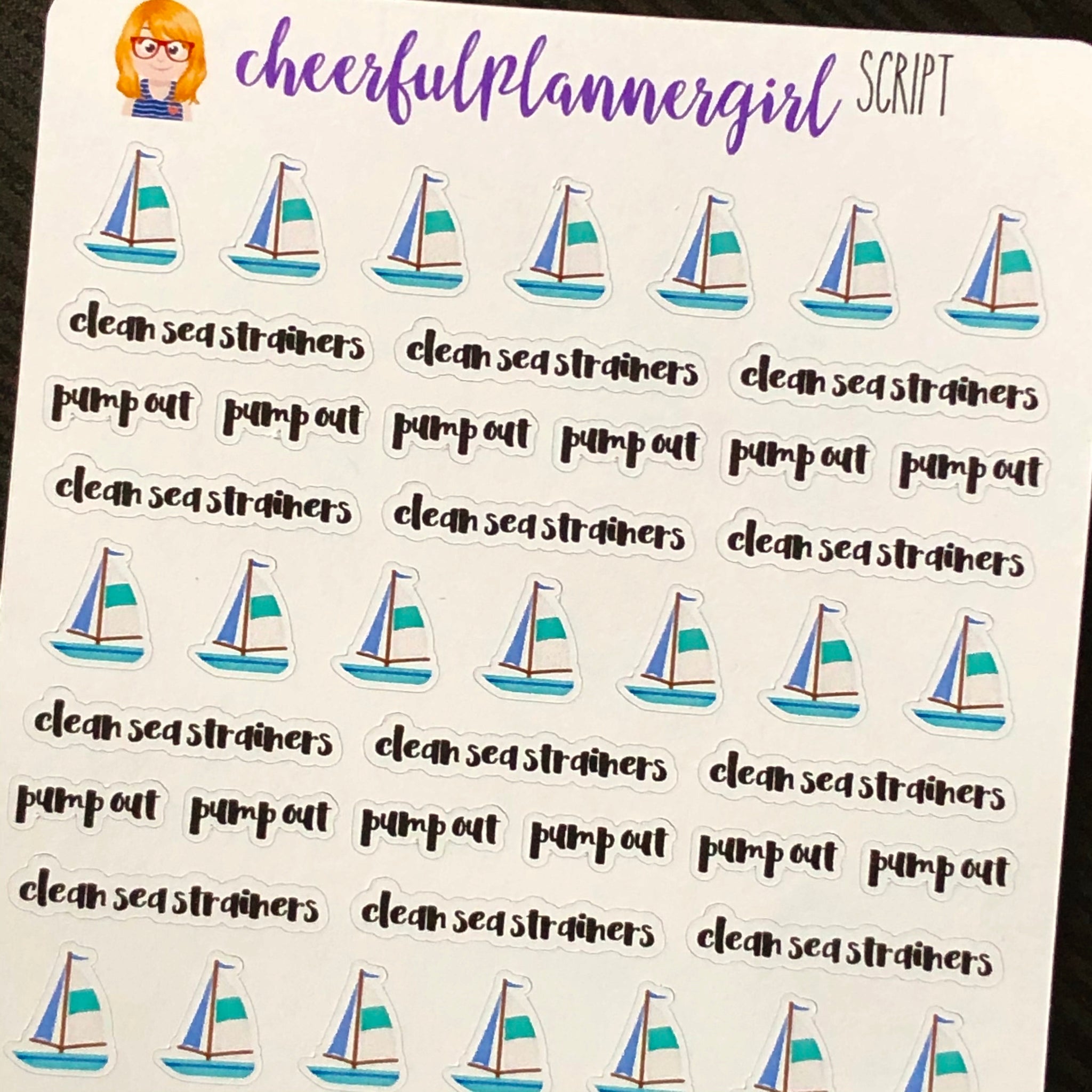 Clean Sea Stainers and Pump Out Script with Icon Planner Stickers