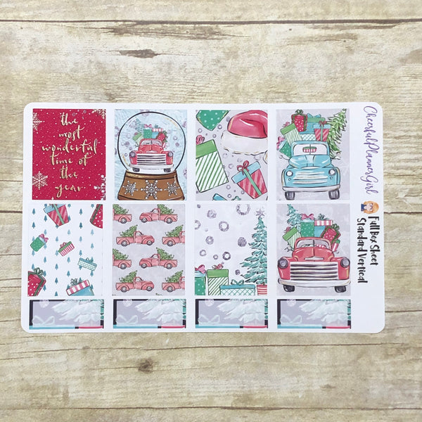 Christmas Truck Standard Vertical Full Kit Weekly Layout Planner Stickers