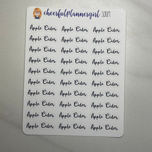 Apple Cider Cursive Script Planner Stickers